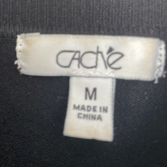 Cache black mock turtleneck with rhinestones on shoulders size medium. - Picture 5 of 6